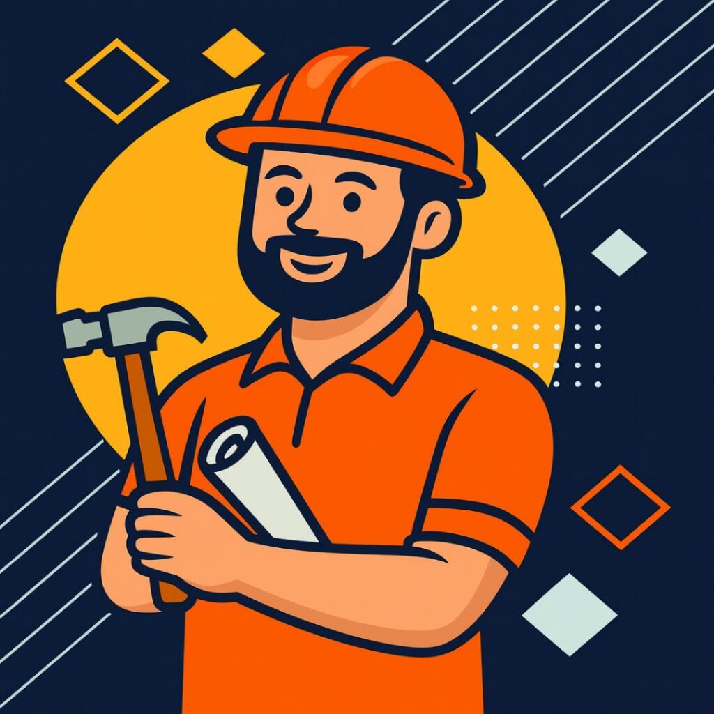 Handyman holding a toolbox and drill